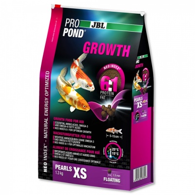JBL ProPond Growth XS - Корм для роста карпов кои 5-15 см, плавающие гранулы 1,5 мм, 1,3 кг/3 л